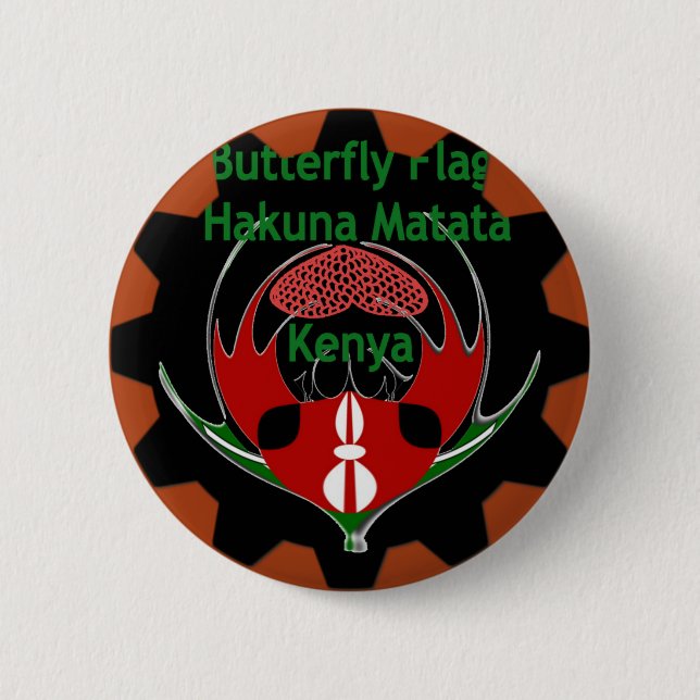 Kenya Butterfly Flag Kunst - Hakuna Matata Patriot Button (Vorderseite)
