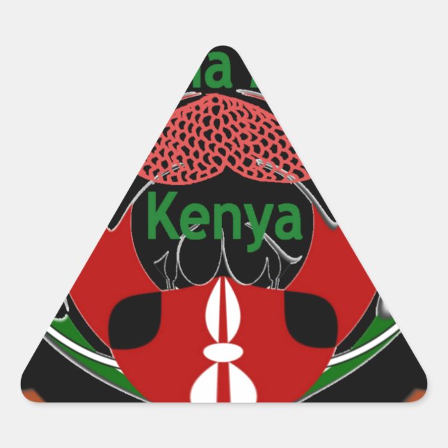 Kenya Butterfly Flag Kunst - Hakuna Matata Patriot Dreieckiger Aufkleber (Vorderseite)