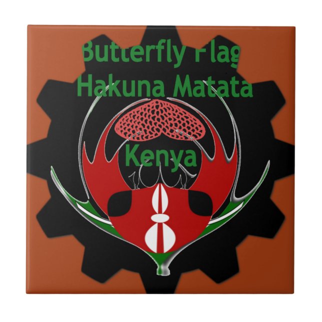 Kenya Butterfly Flag Kunst - Hakuna Matata Patriot Fliese (Vorderseite)