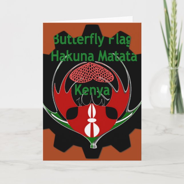 Kenya Butterfly Flag Kunst - Hakuna Matata Patriot Karte (Vorderseite)