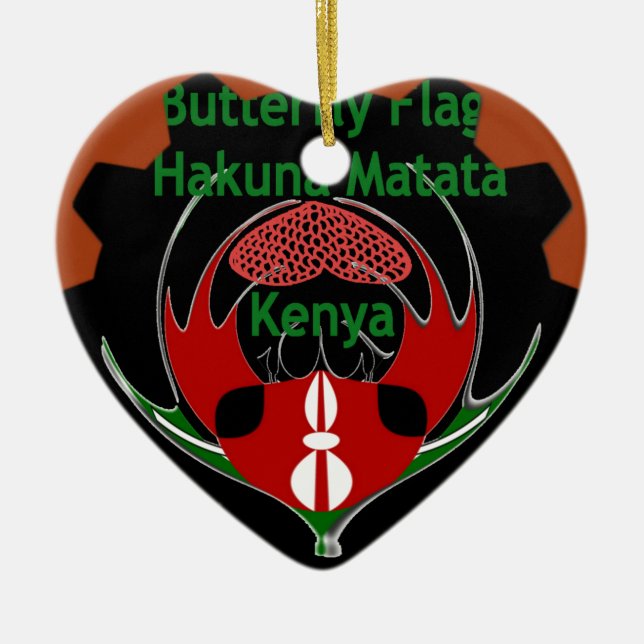 Kenya Butterfly Flag Kunst - Hakuna Matata Patriot Keramik Ornament (Vorne)