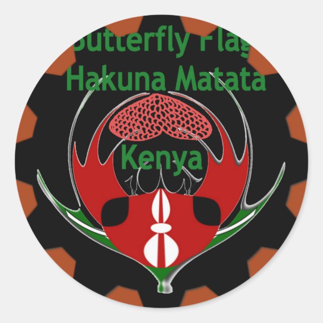 Kenya Butterfly Flag Kunst - Hakuna Matata Patriot Runder Aufkleber (Vorderseite)