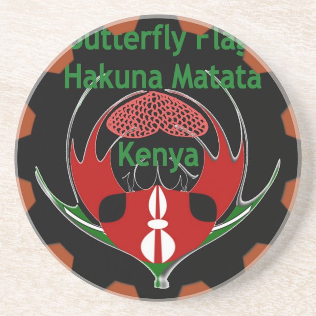 Kenya Butterfly Flag Kunst - Hakuna Matata Patriot Sandstein Untersetzer (Vorne)