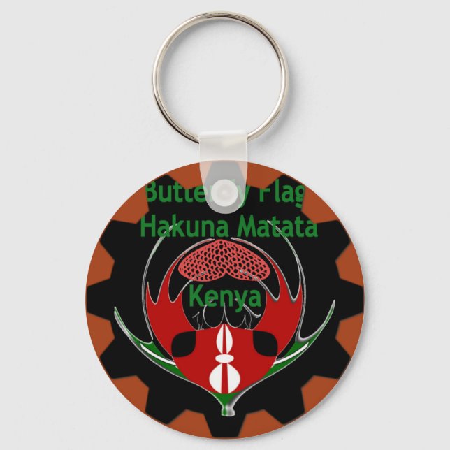 Kenya Butterfly Flag Kunst - Hakuna Matata Patriot Schlüsselanhänger (Vorderseite)