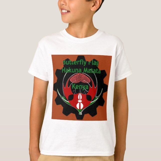 Kenya Butterfly Flag Kunst - Hakuna Matata Patriot T-Shirt (Vorderseite)