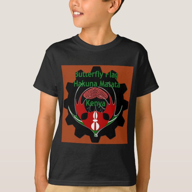 Kenya Butterfly Flag Kunst - Hakuna Matata Patriot T-Shirt (Vorderseite)