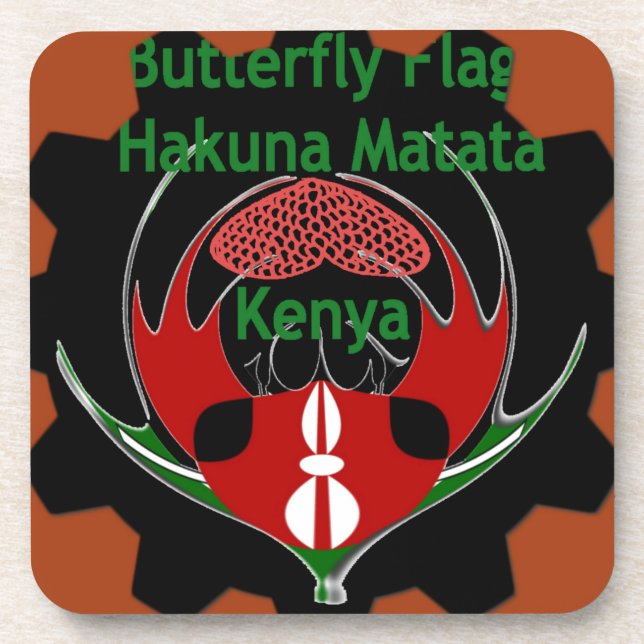 Kenya Butterfly Flag Kunst - Hakuna Matata Patriot Untersetzer (Vorderseite)