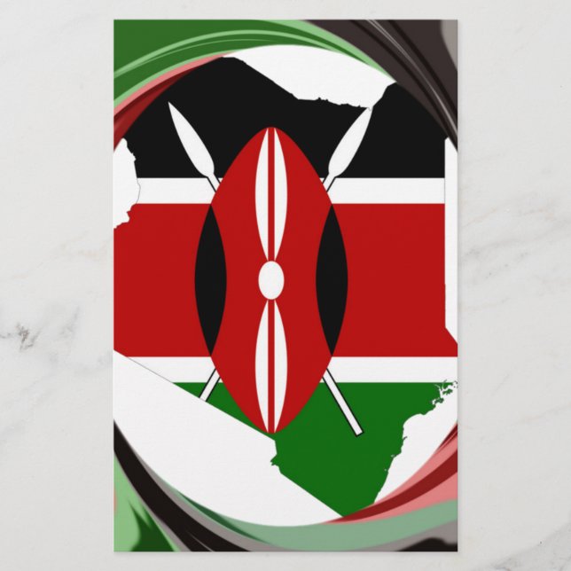 Kenya Celebration Colorful Flag Map Vektor Artwork (Vorderseite)