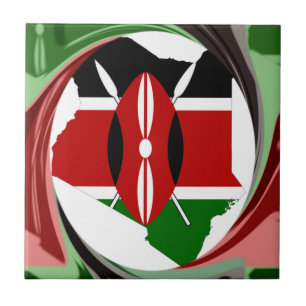 Kenya Celebration Colorful Flag Map Vektor Artwork Fliese