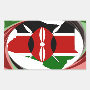 Kenya Celebration Colorful Flag Map Vektor Artwork Rechteckiger Aufkleber