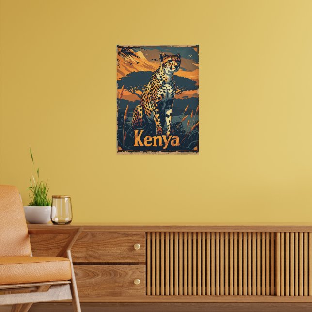 Kenya Cheetah Vintag Poster (Wohnzimmer 2)