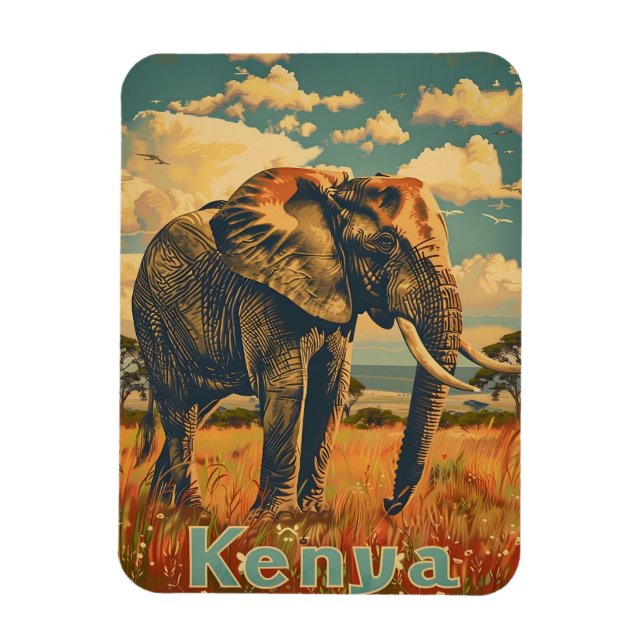 Kenya Elefant Vintage Magnet (Vertikal)