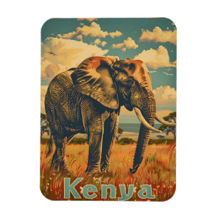 Kenya Elephant Vintag Magnet