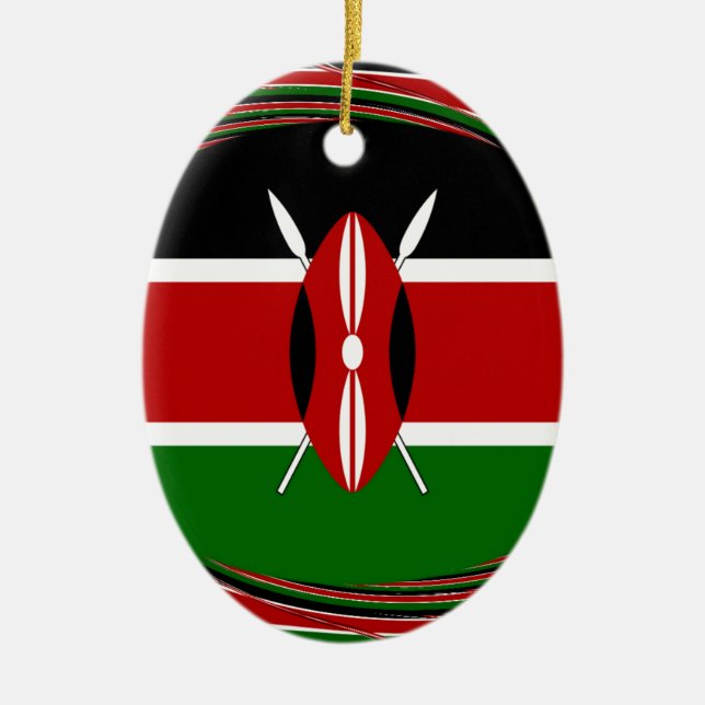 Kenya Flag Art - Patriotic & Modern Design Keramikornament (Vorne)