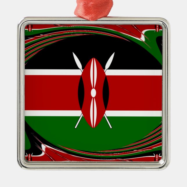 Kenya Flag Art - Patriotic & Modern Design Silbernes Ornament (Vorne)