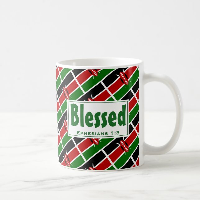 KENYA FLAG Custom Scripting BLESSED Kenyan Kaffeetasse (Rechts)