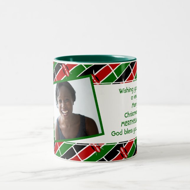 KENYA FLAG Foto-Vorlage Ihren Text hinzufügen Zweifarbige Tasse (Mittel)