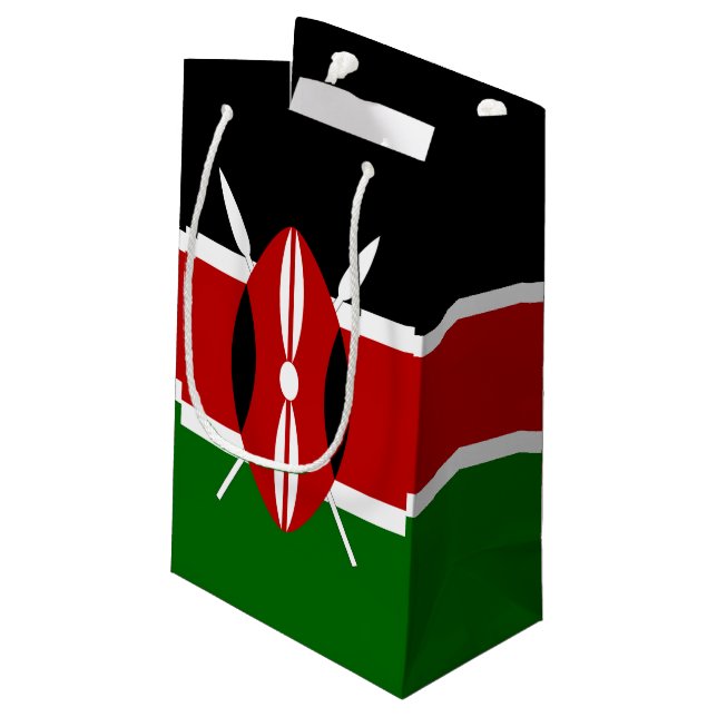 Kenya Flag Gifts Bag, Patriotic Kenya Kleine Geschenktüte (Rückseite Schrägansicht)