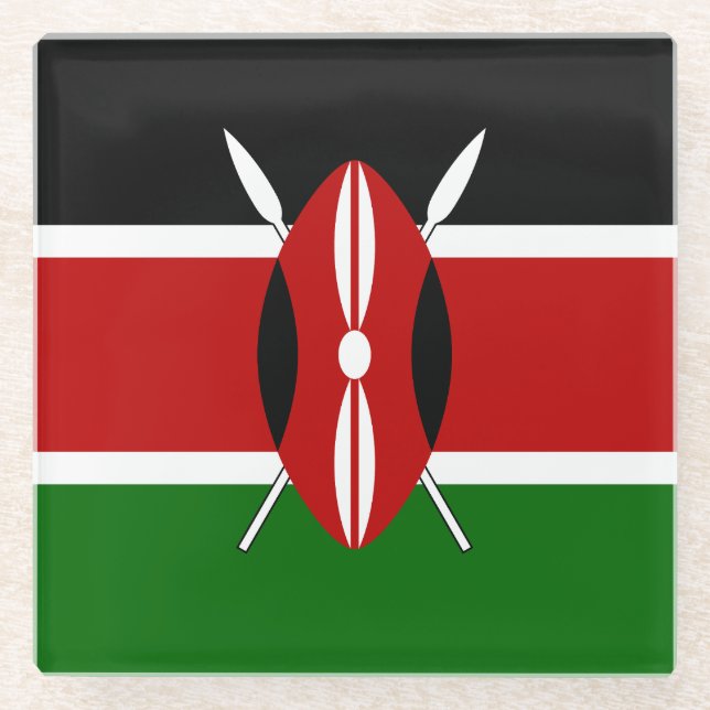 Kenya Flag Glasuntersetzer (Vorderseite)