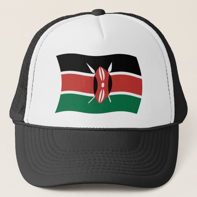 Kenya Flag Hat Truckerkappe (Vorderseite)