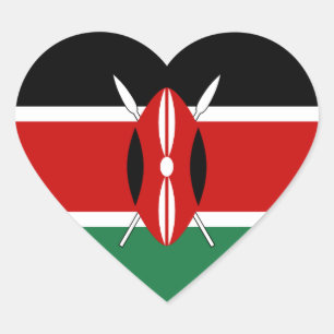 Kenya Flag Heftsticker Herz-Aufkleber