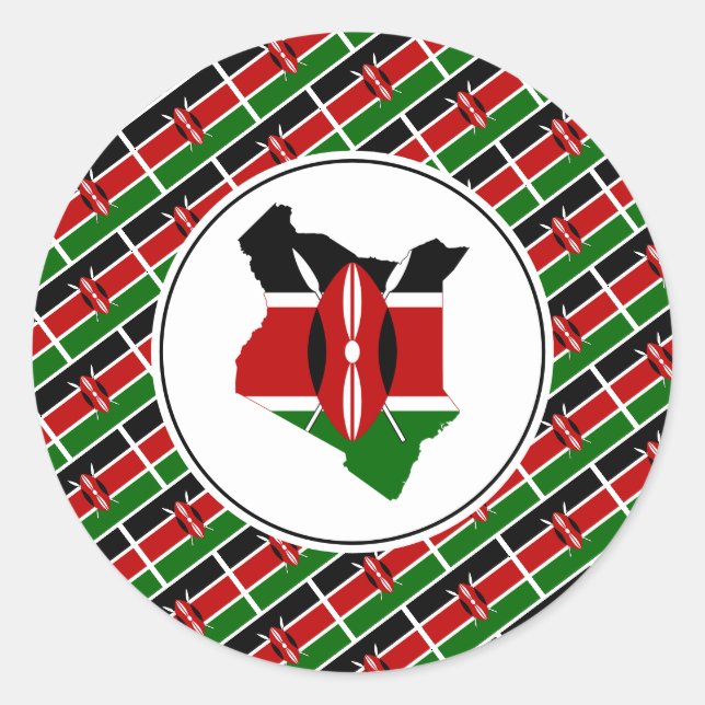 KENYA FLAG Kenyan Karte Stilvoll Patriotic Runder Aufkleber (Vorderseite)