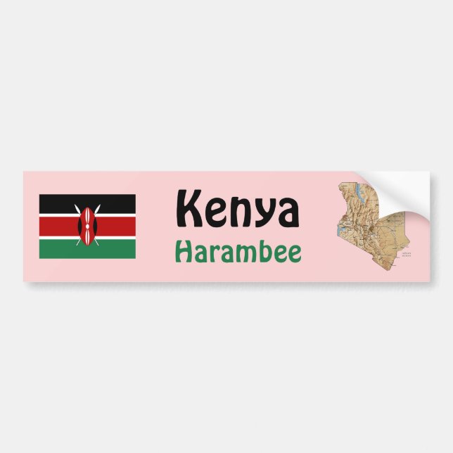 Kenya Flag + Map Autoaufkleber (Vorne)