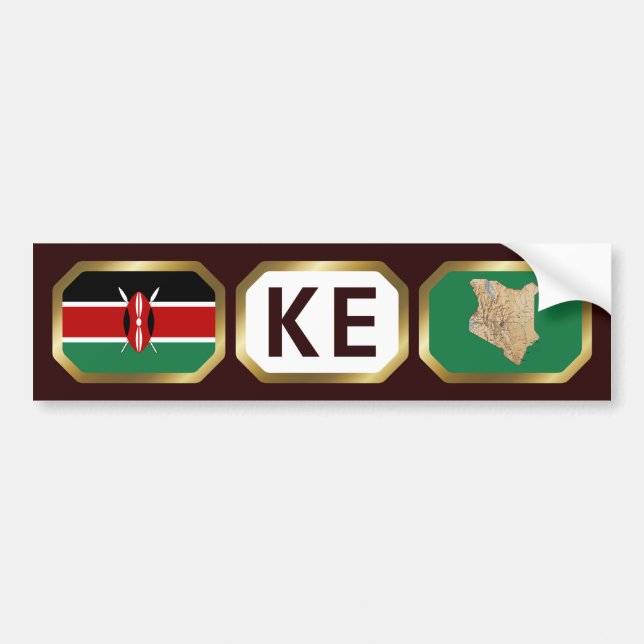 Kenya Flag Map Code Autoaufkleber (Vorne)