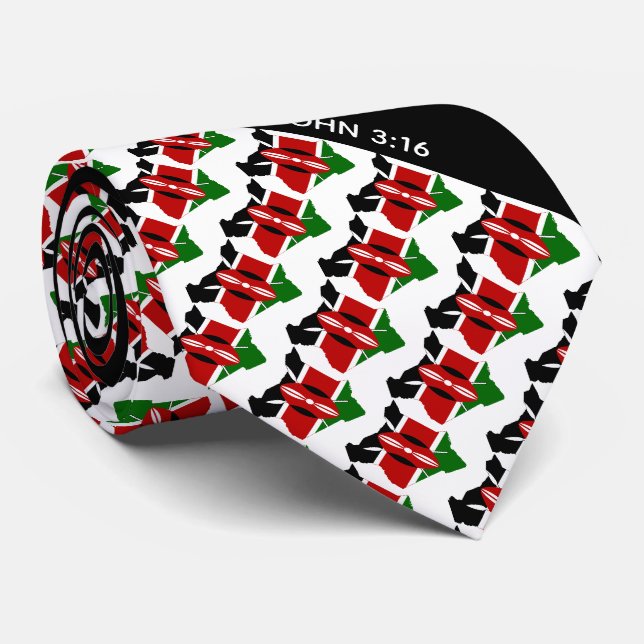 KENYA FLAG Personalisiert Christlich John 3:16 Krawatte (Gerollt)