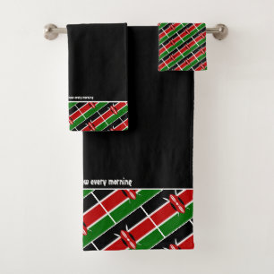 KENYA FLAG Personalisierte Schrift SCHWARZ Badhandtuch Set