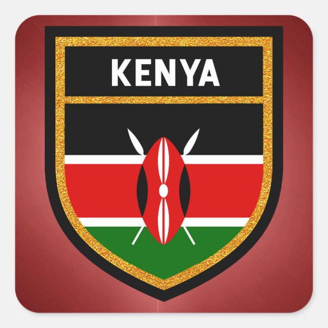 Kenya Flag Quadratischer Aufkleber (Vorderseite)
