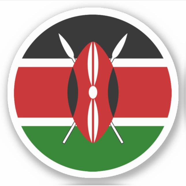 Kenya Flag Round Sticker (Vorderseite)
