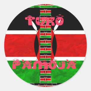Kenya Flag Tuko Pamoja Runder Aufkleber