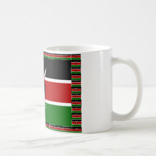 Kenya-Flagge mit Miniatur-Flag-Rahmen-Grenzkunst Kaffeetasse