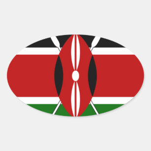 Kenya-Flagge mit Miniatur-Flag-Rahmen-Grenzkunst Ovaler Aufkleber