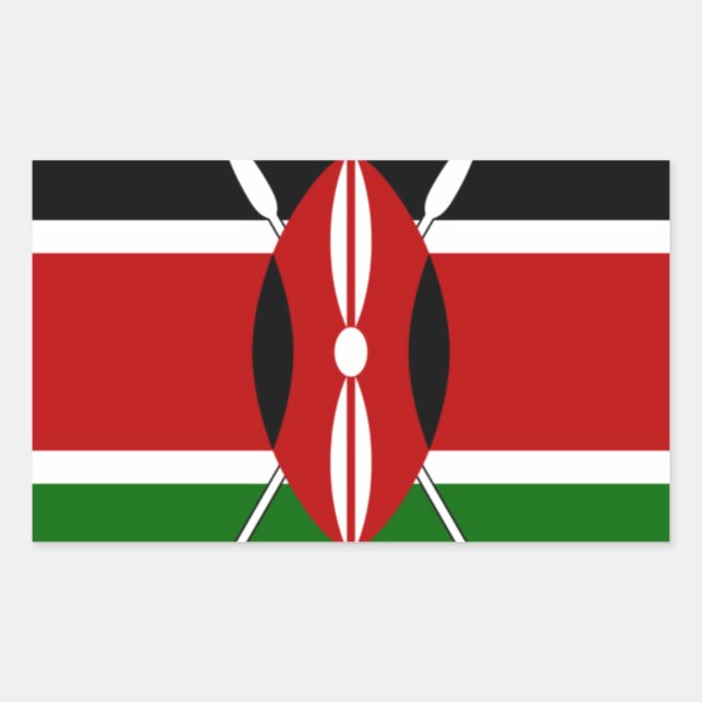 Kenya-Flagge mit Miniatur-Flag-Rahmen-Grenzkunst Rechteckiger Aufkleber (Vorderseite)