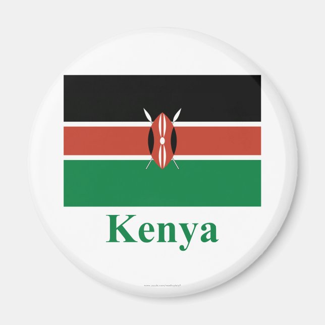 Kenya-Flagge mit Namen Magnet (Vorne)