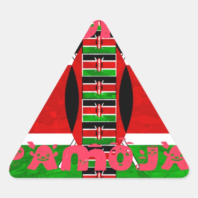 Kenya-Flagge: Tuko Pamoja - Design der Einheit Dreieckiger Aufkleber (Vorderseite)