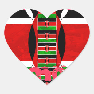 Kenya-Flagge: Tuko Pamoja - Design der Einheit Herz-Aufkleber