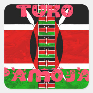 Kenya-Flagge: Tuko Pamoja - Design der Einheit Quadratischer Aufkleber