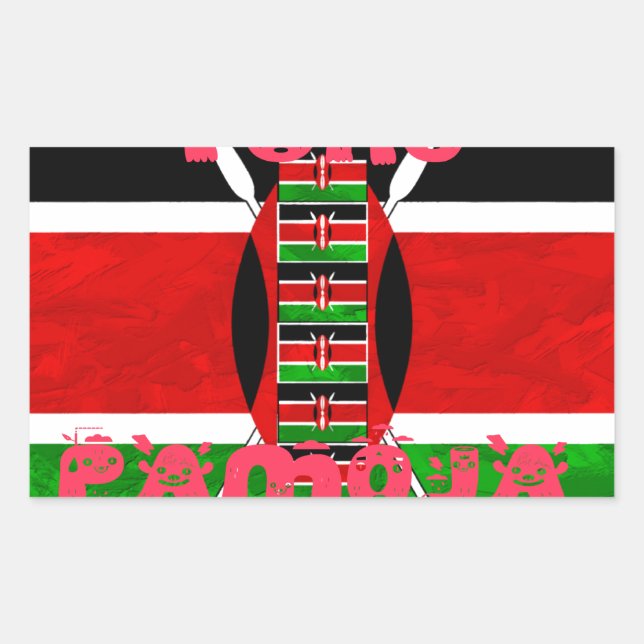 Kenya-Flagge: Tuko Pamoja - Design der Einheit Rechteckiger Aufkleber (Vorderseite)