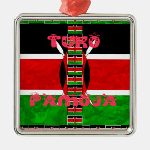 Kenya-Flagge: Tuko Pamoja - Design der Einheit Silbernes Ornament