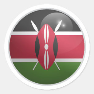 Kenya Glossy Circle Flag Runder Aufkleber