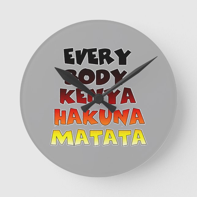 Kenya Hakuna Matata Runde Wanduhr (Vorderseite)