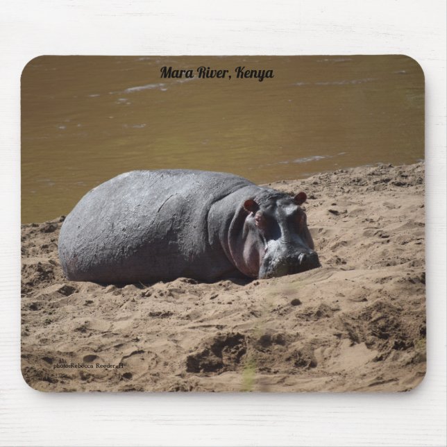 Kenya Hippo, Mara River Africa Mousepad (Vorne)