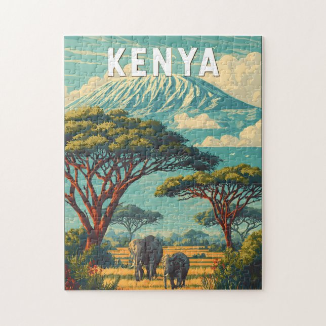 Kenya Illustration Travel Art Vintage (Vertikal)
