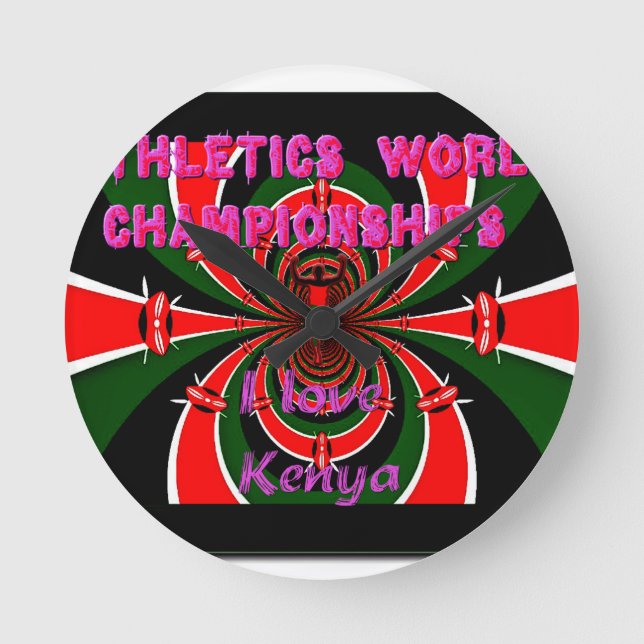 Kenya International Athletics Sports Runde Wanduhr (Vorderseite)