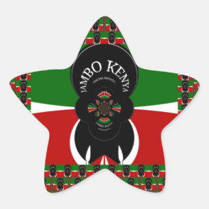 Kenya Lovely back red green ethnherzen Stammes Stern-Aufkleber