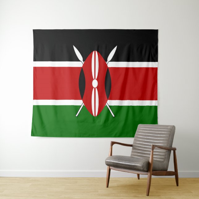 Kenya Maasai Flagge Bendera ya Kenya Wandteppich (Beispiel (Horizontal))