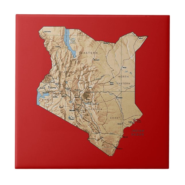 Kenya Map Tile Fliese (Vorderseite)
